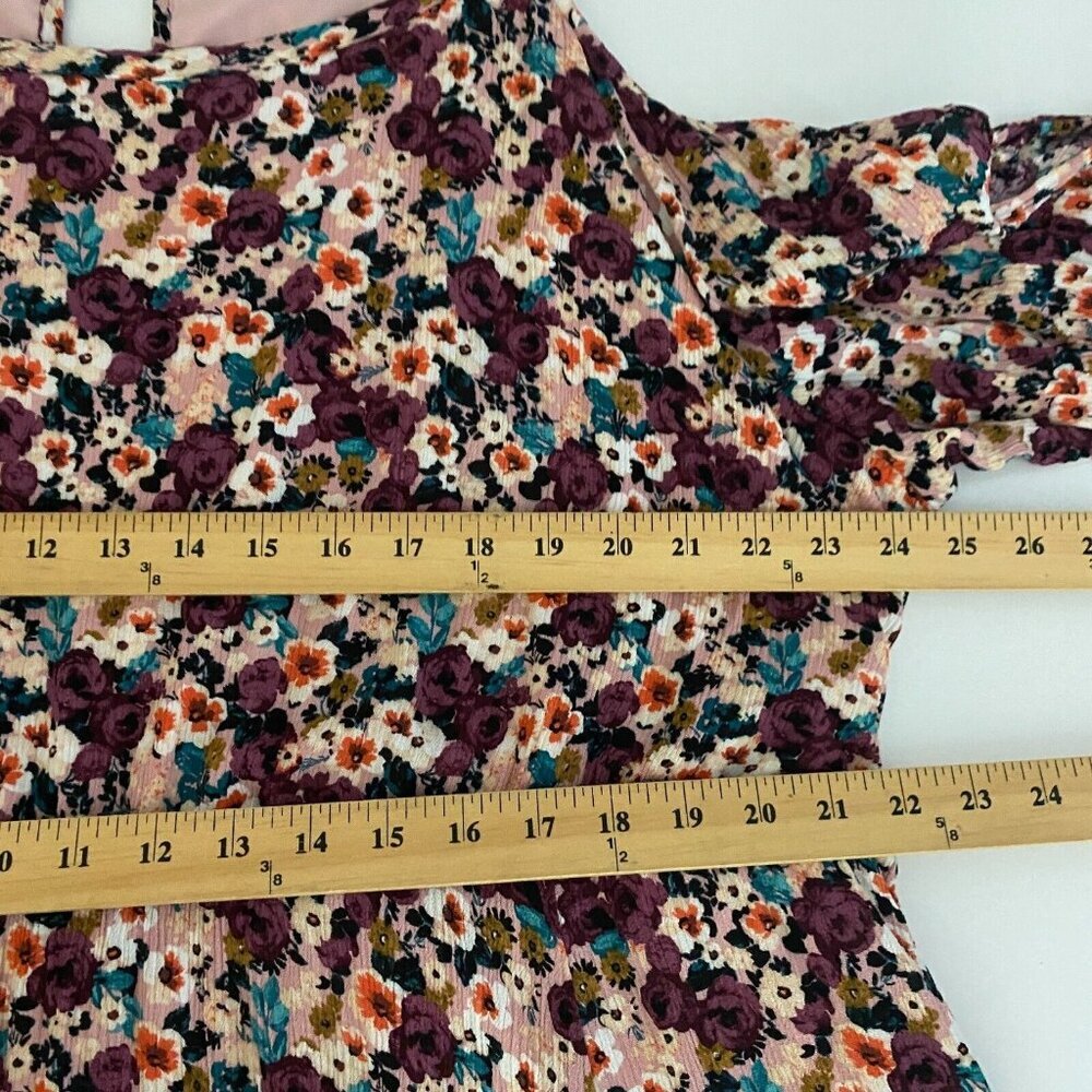 Torrid Mini Gauze Cold Shoulder Skater Dress Size 4X Floral Pockets Long Sleeve - Picture 11 of 13